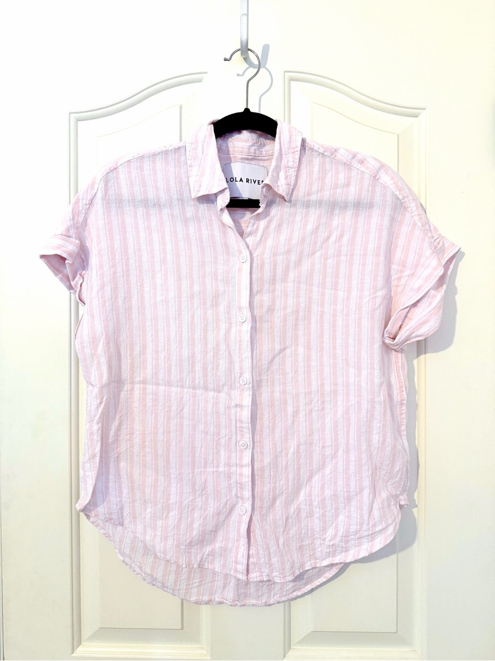 Lola River Striped Linen Blend Blouse Size Medium
